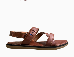 SANDAL DA QUAI ĐAN CHÉO VIỀN CHỈ NỔI MÀU DA BÒ