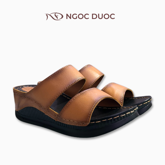 DÉP ĐẾ XUÒNG QUAI BẢN NGANG MÀU NÂU BÒ