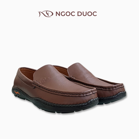 GIÀY LƯỜI NAM NGỌC ĐƯỢC VIỀN CHỈ NỔI MÀU NÂU