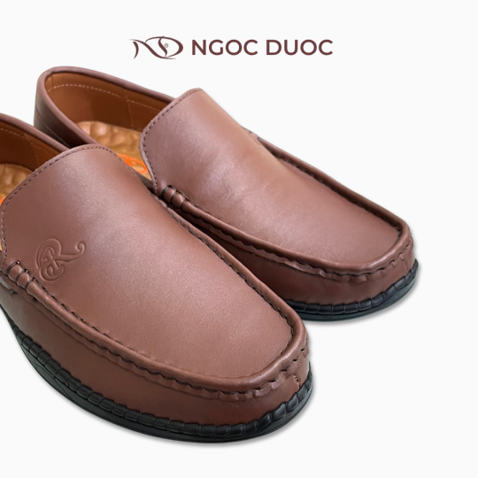 GIÀY LƯỜI NAM NGỌC ĐƯỢC VIỀN CHỈ NỔI MÀU NÂU
