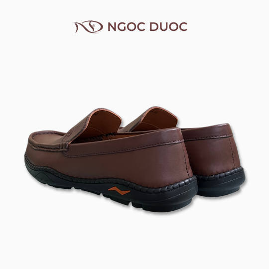 GIÀY LƯỜI NAM NGỌC ĐƯỢC VIỀN CHỈ NỔI MÀU NÂU