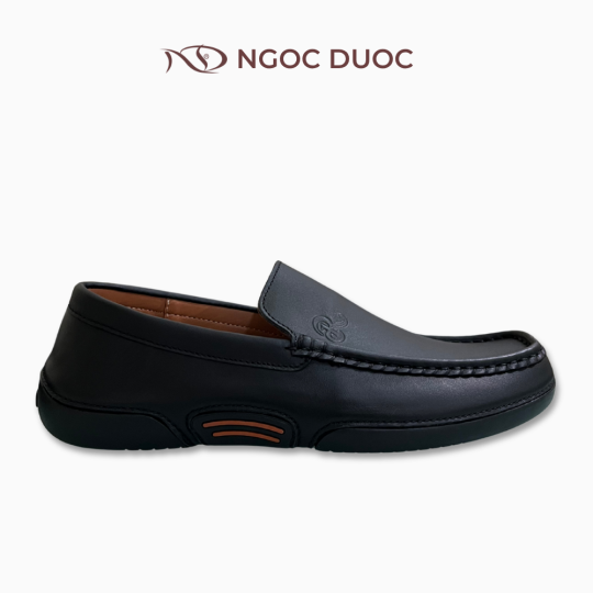 GIÀY LƯỜI NAM NGỌC ĐƯỢC ĐẾ ÂM VIỀN CHỈ NỔI MÀU ĐEN