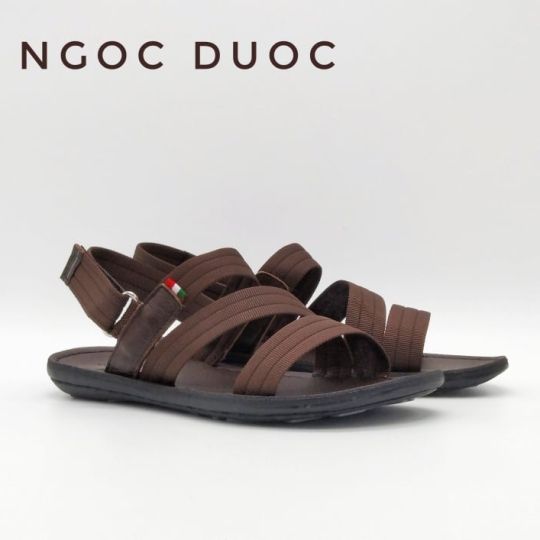 Sandal nam - Nâu - Vải bố đan chéo 1