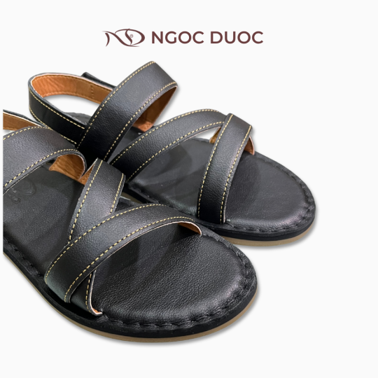 SANDAL DA QUAI ĐAN CHÉO VIỀN CHỈ NỔI