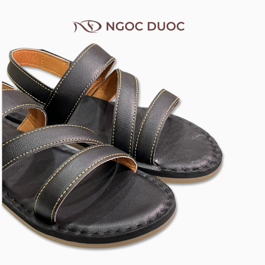 SANDAL DA QUAI CHÉO ÔM CHÂN VIÊN CHỈ NỔI