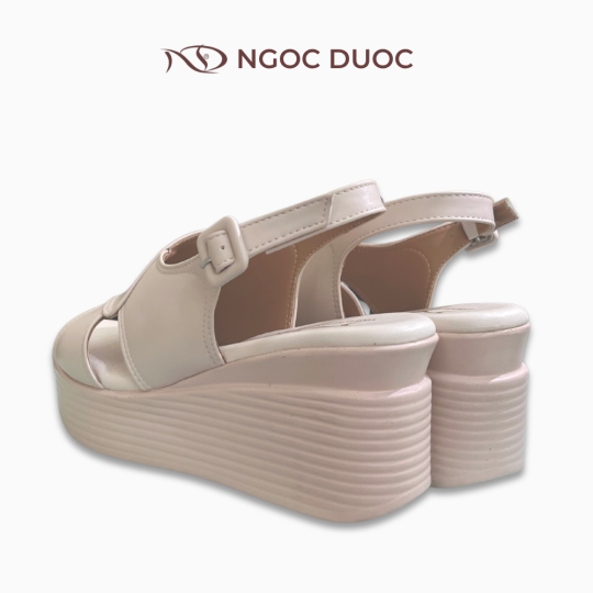 SANDAL ĐẾ XUỒNG QUAI CHÉO BẢN TO MÀU KEM