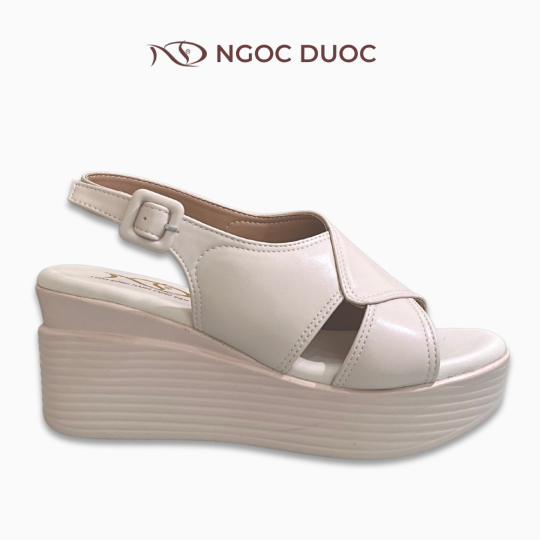 SANDAL ĐẾ XUỒNG QUAI CHÉO BẢN TO MÀU KEM
