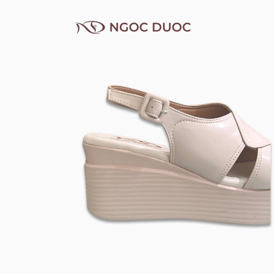 SANDAL ĐẾ XUỒNG QUAI CHÉO BẢN TO MÀU KEM