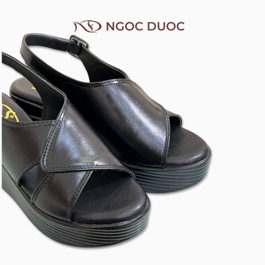SANDAL ĐẾ XUỒNG QUAI CHÉO BẢN TO MÀU ĐEN