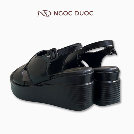 SANDAL ĐẾ XUỒNG QUAI CHÉO BẢN TO MÀU ĐEN