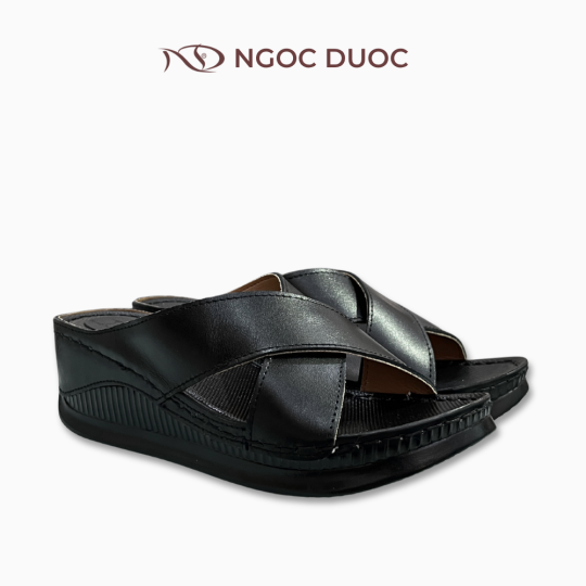 DÉP ĐẾ XUỒNG QUAI CHÉO MÀU ĐEN