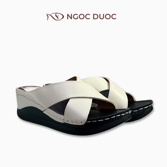 DÉP ĐẾ XUỒNG QUAI CHÉO MÀU TRẮNG