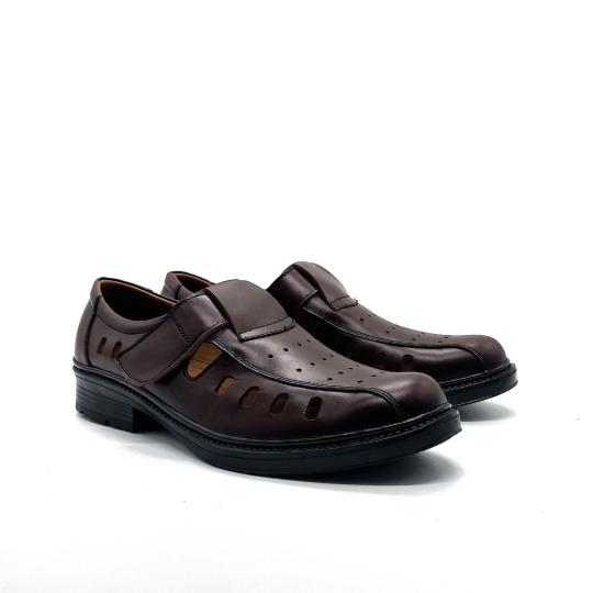 GIÀY RỌ NGỌC ĐƯỢC DA BÒ ĐẾ BẰNG - MÀU NÂU