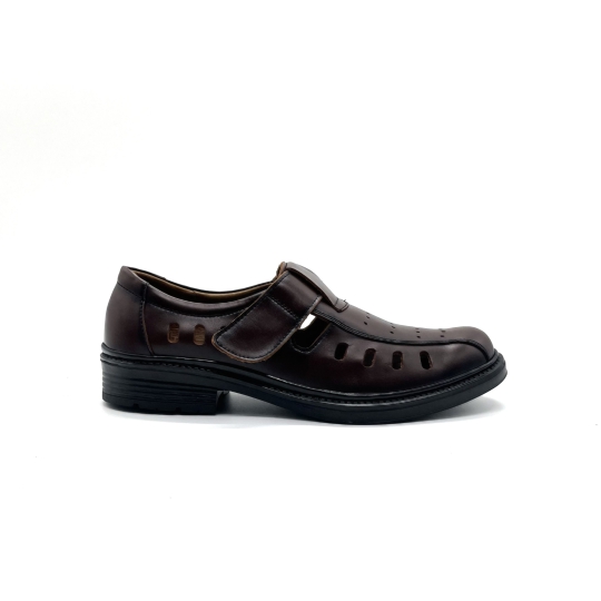 GIÀY RỌ NGỌC ĐƯỢC DA BÒ ĐẾ BẰNG - MÀU NÂU