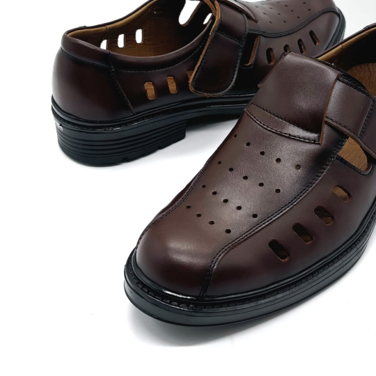 GIÀY RỌ NGỌC ĐƯỢC DA BÒ ĐẾ BẰNG - MÀU NÂU