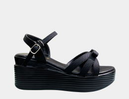 SANDAL ĐẾ ĐÚC QUAI DỆT NƠ MÀU ĐEN