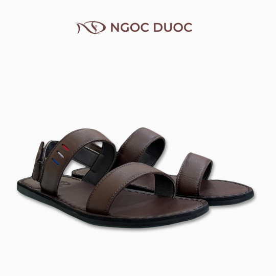SANDAL NAM ĐẾ BẰNG NGỌC ĐƯỢC  QUAI NGANG MÀU NÂU PHỐI CHỈ 3 MÀU