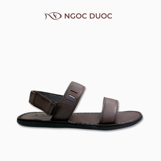 SANDAL NAM ĐẾ BẰNG NGỌC ĐƯỢC  QUAI NGANG MÀU NÂU PHỐI CHỈ 3 MÀU