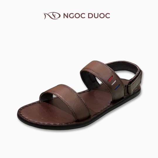 SANDAL NAM ĐẾ BẰNG NGỌC ĐƯỢC  QUAI NGANG MÀU NÂU PHỐI CHỈ 3 MÀU