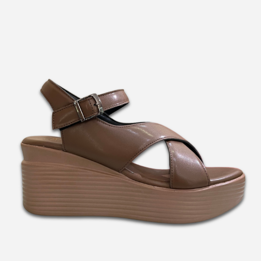 SANDAL ĐẾ XUỒNG QUAI ĐAN CHÉO MÀU NÂU