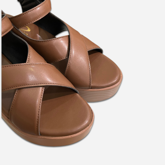 SANDAL ĐẾ XUỒNG QUAI ĐAN CHÉO MÀU NÂU