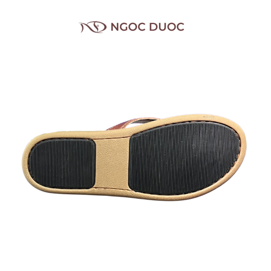 DÉP KẸP QUAI DA ĐÍNH NƠ - MÀU BÒ