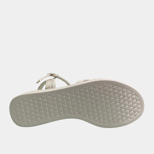 SANDAL ĐẾ ĐÚC QUAI DỆT NƠ MÀU KEM