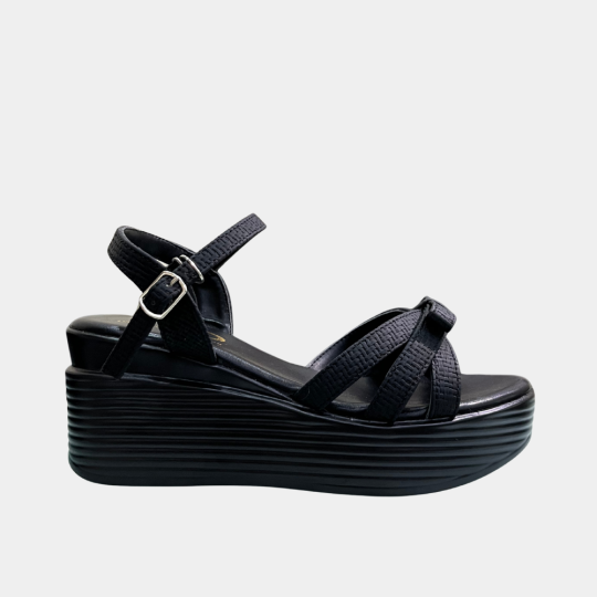 SANDAL ĐẾ ĐÚC QUAI DỆT NƠ MÀU ĐEN